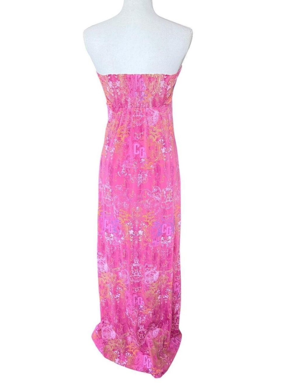 COOGI Strapless Pink Multicolor Ornate Maxi Dress